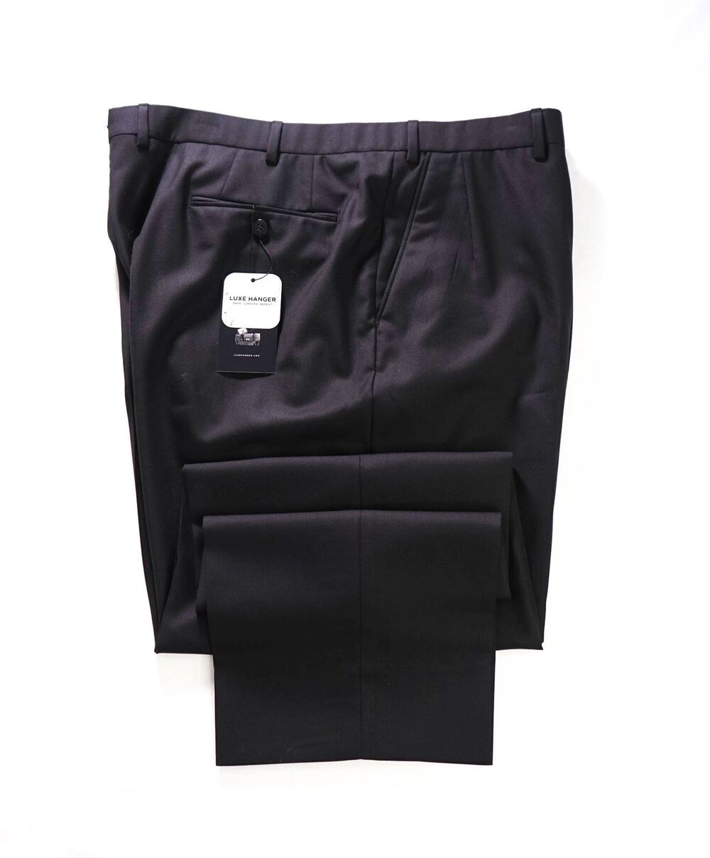 $1,295 BRIONI - Black Wool Tuxedo Pants - 41W